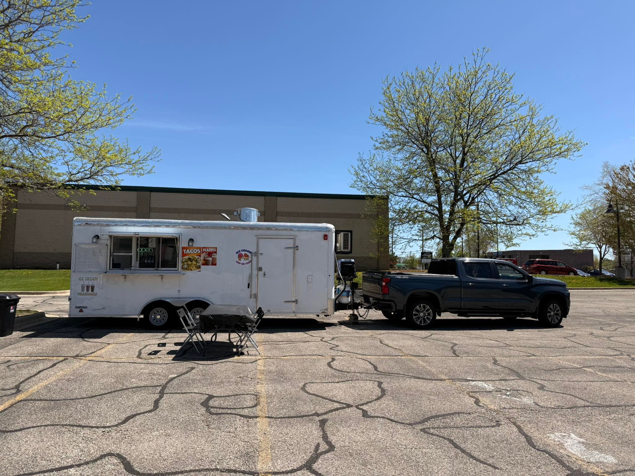 The Rolling Ice Cream truck parked and open for service in Crystal Lake
